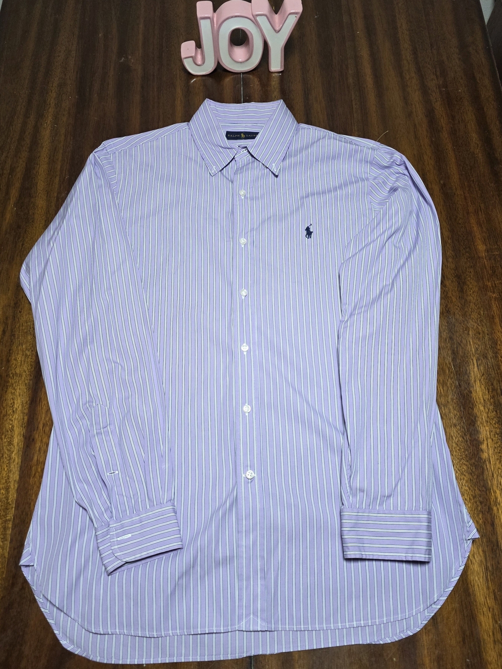 Ralph Lauren Men’s Lavender and White Stripe Button-Down Shirt